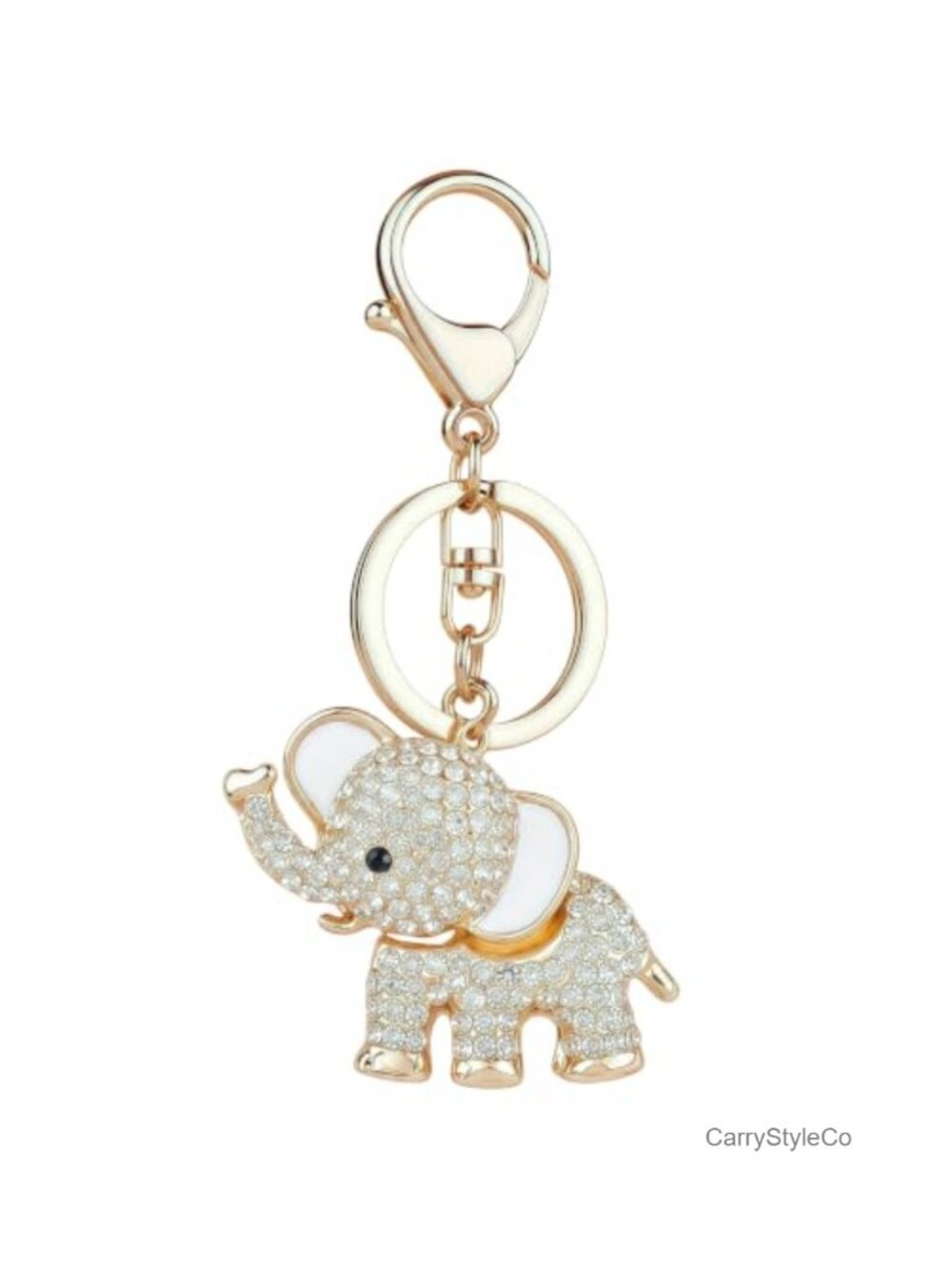 Crystal Rhinestone Elephant Keychain Bag Charm - Picture 1 of 6